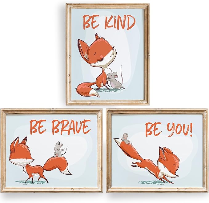Fox Wall Art Prints (Set of 3) - Unframed - 11x14s | Inspirational and Whimsical Fox-Themed Wall Decor for Kids' Rooms, Nurseries, or Living Spaces | Wall Decor for Animal Lovers | Living Room Decor