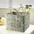 Boho Fabric Storage Basket, Collapsible Floral Laundry Nursery Hamper, Portable Folding Organizer Bin for Home Office Picnic Clothes Toys Books Sundries Storage (Floral 15)