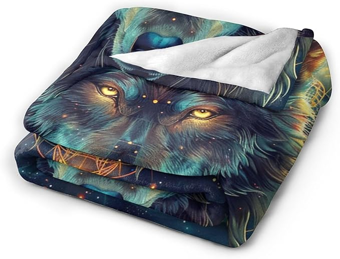Wolf Blanket Fantasy Wolf Throw Blanket Wolf Gifts and Decor Wolf Blanket for Girls Boys Women Men Kids Adults Soft Warm Cozy Fleece Blanket for Couch Sofa Bed 50"x40"