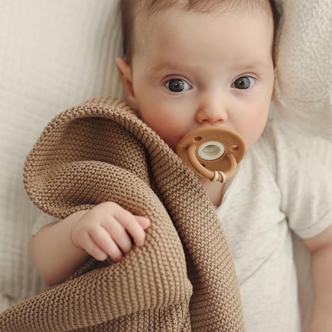 Organic Cotton Heritage Knit Receiving Blanket for Boys - 100% Luxury Soft Organic Cotton - Warm Cozy Swaddle Cuddle Blanket for Newborns Infants & Toddlers (0-2Yrs - Sky Blue)