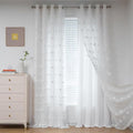 MYSKY HOME Light Blocking White Curtains for Living Room White Sheer Pom Pom Kids Room Decor Drapes 102 Inches Long Double Layer Curtain for Sliding Door Grommet Window Panels Set of 2 52" x 102"