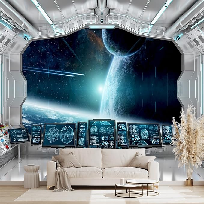 Galaxy Spaceship Bathroom wallpeper Living Room Bedroom Ceiling Wall Mural - 160"x108" (Not Peel and Stick)