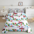 Feelyou Christmas Trees Bedding Set for Kids Boys Girls Twin Size Christmas Truck Comforter Set Ultra Soft Winter Snowman Comforter Xmas Duvet Quilt Bedroom Decor Christmas Ornaments Quilt