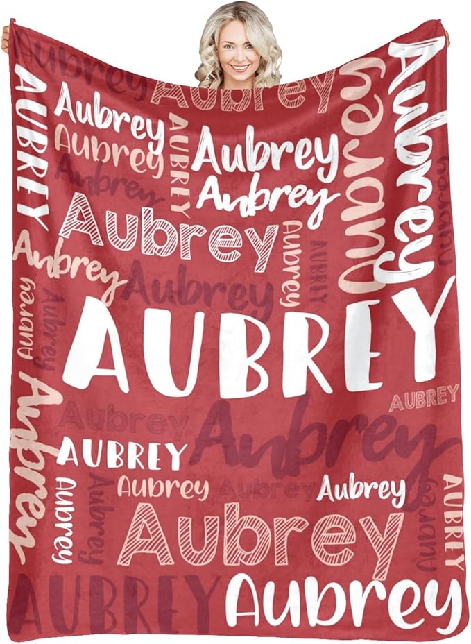 Dr.TOUGH Personalized Blankets with Name Customized Baby Blankets for Girls Boys Adults Monogrammed Blankets and Throws Christmas Birthday Mothers Fathers Valentines Day Gift (Red,50''×60'')