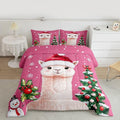 Feelyou Merry Christmas Bedding Set Soft for Boys Girls, Cute Llama Comforter Set Toddler Size Snowflake Duvet Quilt Microfiber Christmas Tree Bedroom Decor 2 Pcs with 1 Pillow Cases