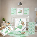 Custom Crib Bedding Set, 5 Pcs Personalized Name Baby Crib Sets for Newborns Infants Toddlers, Green Zebra Nursery Bedding Set for Boys Girls, Double Layer Baby Bedding Sets Customized Gifts