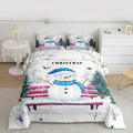 Feelyou Merry Christmas Bedding Set Soft for Boys Girls, Cute Snowman Comforter Set Twin Size Snowflake Duvet Quilt Microfiber Christmas Tree Bedroom Decor 2 Pcs with 1 Pillow Cases