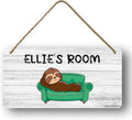 Custom Name Sloth Wood Wall Decor, Sloth Bedroom Decor for Girls Kids Nursery, Personalized Sloth Bedroom Sign 5 X 10 inch