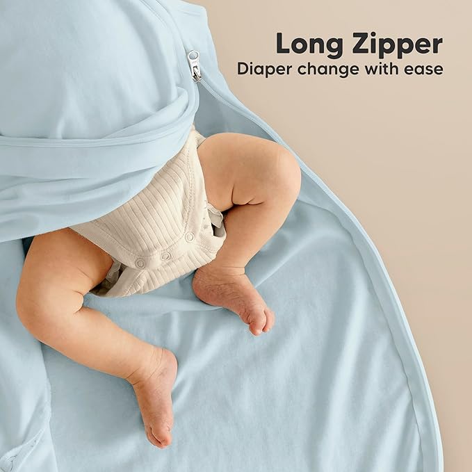 2-Pack Organic Baby Sleep Sacks, 100% Cotton - Soft & Breathable 0.5TOG Baby Wearable Blanket, Toddler Sleeping Sack 18-24 months, Easy to Wear Transitional Swaddles for Newborns, Infants(Glacier, L)