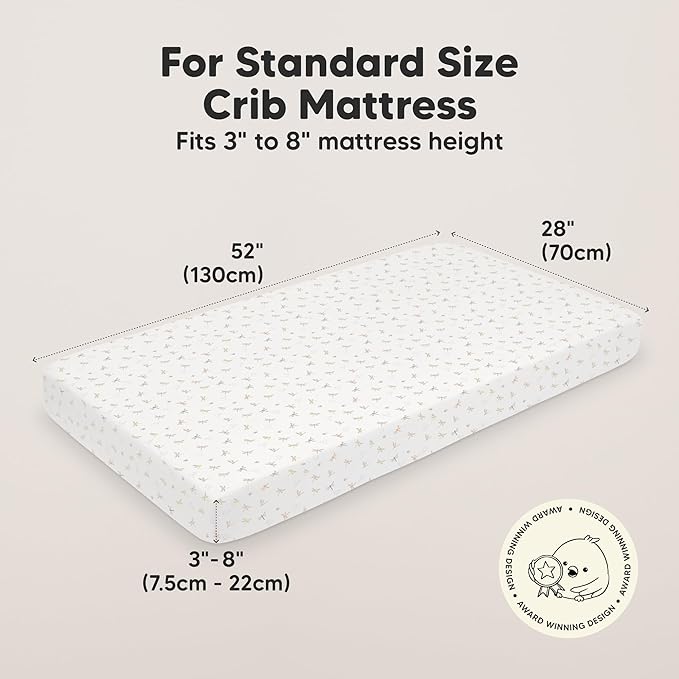 KeaBabies 2-Pack Organic Crib Sheets for Boys, Girls - 52x28 Fitted Crib Mattress Sheet Neutral, Breathable Jersey Cotton Cover for Baby Bed, Toddler Mattress, Soft & Cute Prints (Meadow)