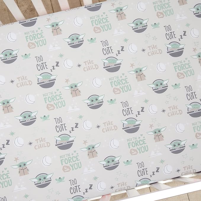 Lambs & Ivy Star Wars Cozy Friends Baby Yoda/Grogu Fitted Crib Sheet