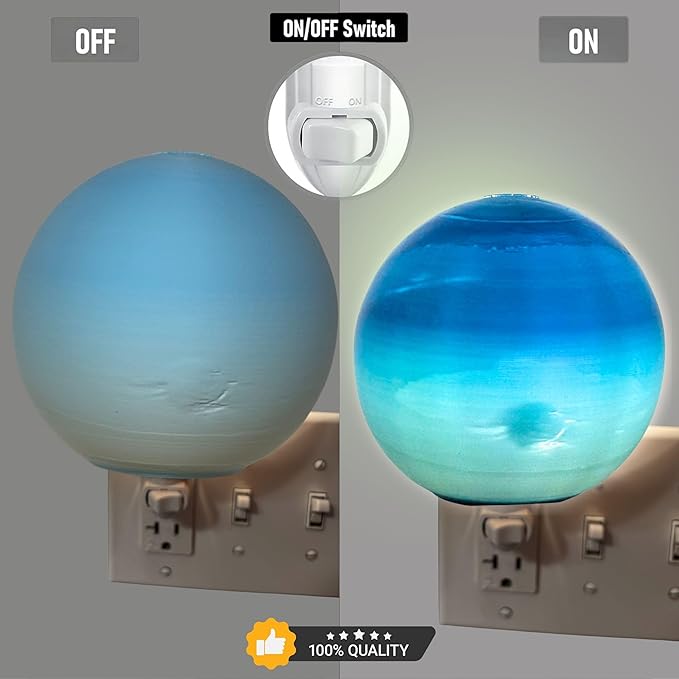 Neptune Night Lights | 6" Neptune Night Lamp LED Light | 3D Solar System NightLight, Planet Home Décor, Space Nursery, Kids Room, Space Gift, Birthday Gifts, Bedroom Decorations