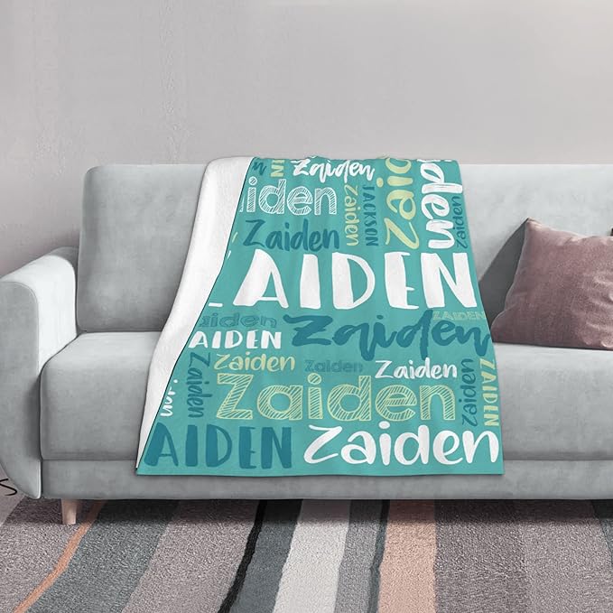 Dr.TOUGH Personalized Blankets with Name Customized Baby Blankets for Girls Boys Adults Personalized Name Blanket for Kids Adults (Mint Green,60''×80'')
