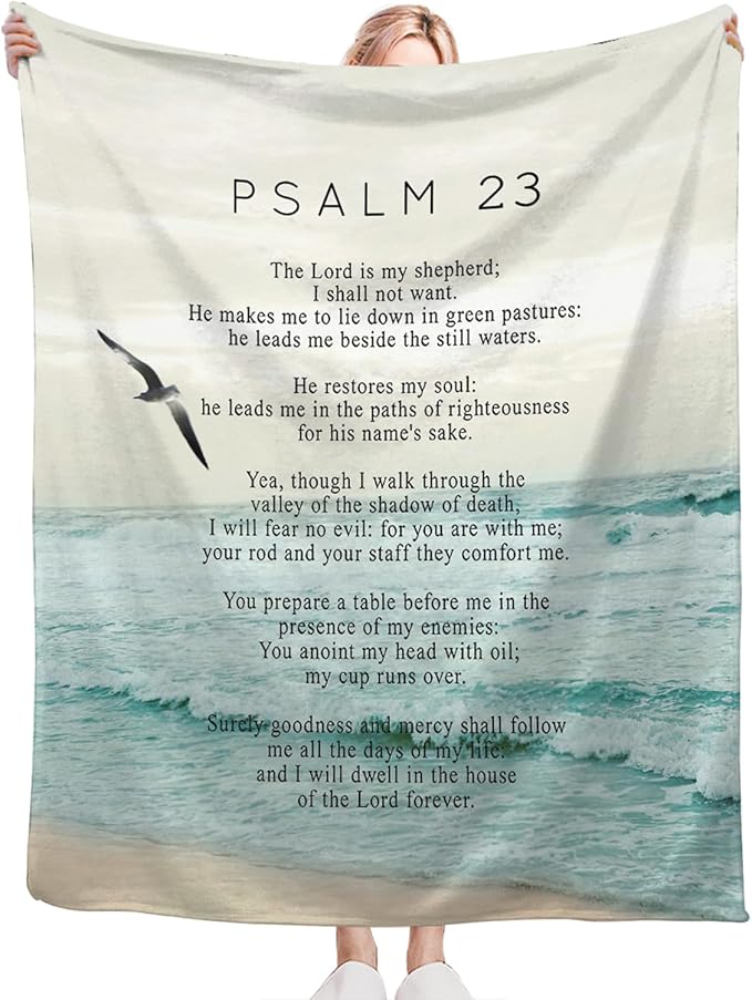 Tijuboni Psalm 23 Throw Blanket Christian Religious Gifts for Women Men Girls Boys Kids Adults Soft Flannel Fleece Blanket for Couch Sofa Bed Home Decor 40"x50"