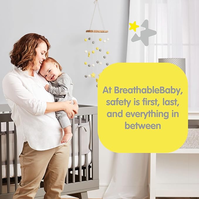 BreathableBaby Breathable Mesh Liner for Full-Size Cribs, Classic 3mm Mesh, Owl Fun Gray (Size 4FS Covers 3 or 4 Sides)