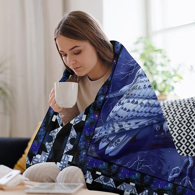 Owl Night Throw Blanket Owls Moon Print Blankets Gifts for Couch Sofa Bed Stuff Decor Soft Cozy Fleece Plush Flannel Bedding for Lover Men Women Adults 60"x80"