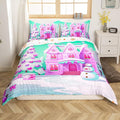 Feelyou Merry Christmas Comforter Cover Set Christmas Tree Snowman Duvet Cover Set for Kids Boys Girls Bedroom Bed Decor Xmas Christmas Purple Bedding Set Queen Size Soft Quilt Cover,No Comforter