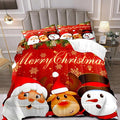 LUVIVIHOME 3PCS Merry Christmas Comforter Set King Size, Reindeer Snowman Santa Claus Bedding, Holiday New Year Cute Christmas Bedroom Decor for Kids Boys Girls Teens, Xmas Gifts, 2 Pillow Cases