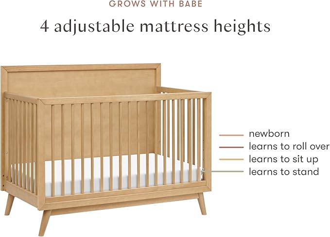 babyletto Palma 4-in-1 Convertible Crib with Toddler Bed Conversion Kit in Honey, Greenguard Gold Certified