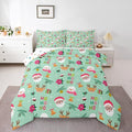 Feelyou Christmas Decor Bedding Set Soft for Boys Girls, Happy New Year Comforter Set King Size Santa Claus Duvet Quilt Microfiber Bedroom Decor 3 Pcs with 2 Pillow Cases