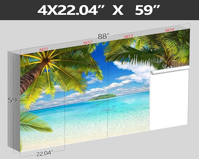 XMPMBM-Beach Palm Tree backsplash Large Decorative Wallpaper Tropical Palm Leaf Bedroom Bathroom Wall Mural- W 88" X H 59"（36 Square Foot）