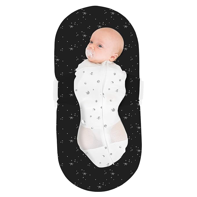 Happiest Baby SNOO Bassinet Fitted Sheet - 100% Organic Cotton Nursery Bedding - Fits SNOO Sleeper Crib Mattress (Black Galaxy)