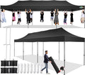 COBIZI 10x30 Pop up Canopy Tent 10x30 Canopy No Sidewall Waterproof Heavy Duty Commercial for Parties Outdoor Garden Gazebo Tent, Carry Bag with Wheel(10x30ft No Sidewalls, Black)