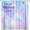 Fantasy Mermaid Curtain Colorful Rainbow Fish Tail Ocean Theme Beautiful Kids Window Treatment for Girls Bedroom Nursery Room Decor Rod Pocket Window Drapes 63x63in