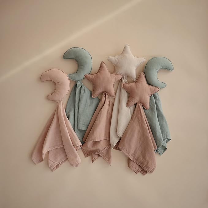 mushie Moon Security Blanket | Baby Lovey | 100% Organic Muslin Cotton (Roman Green)