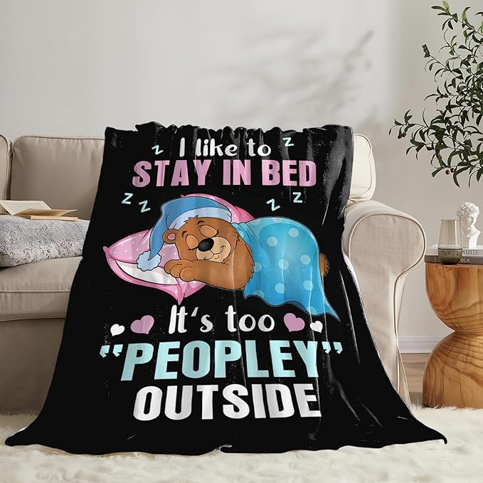 Funny Bear Throw Blanket Bear Gifts for Girls Boys Women Men Kids Adults Soft Flannel Fleece Blanket for Couch Sofa Bed Home Decor 50"x60"
