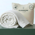 Cloud Scape Linen Oversized 4 Layer Muslin Blanket Queen Size - 100% Cotton, Lightweight & Breathable All Season Gauze, Pre-Washed, fits Full Bed, 92x92, White