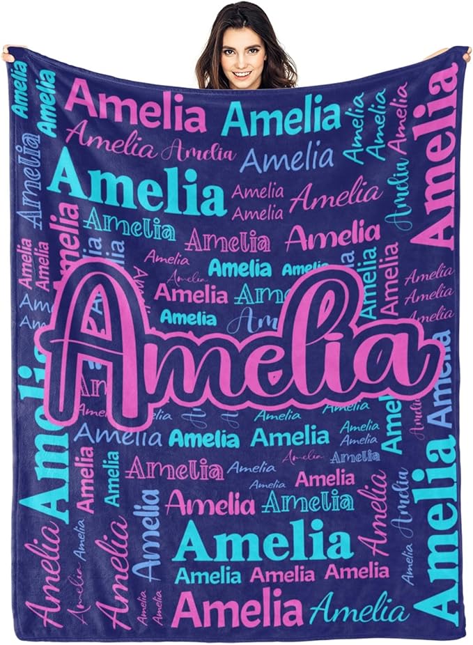 Dr.TOUGH Personalized Blanket for Adult Kids with Name Customized Blankets Personalized Throw Blanket for Christmas Birthday Gifts