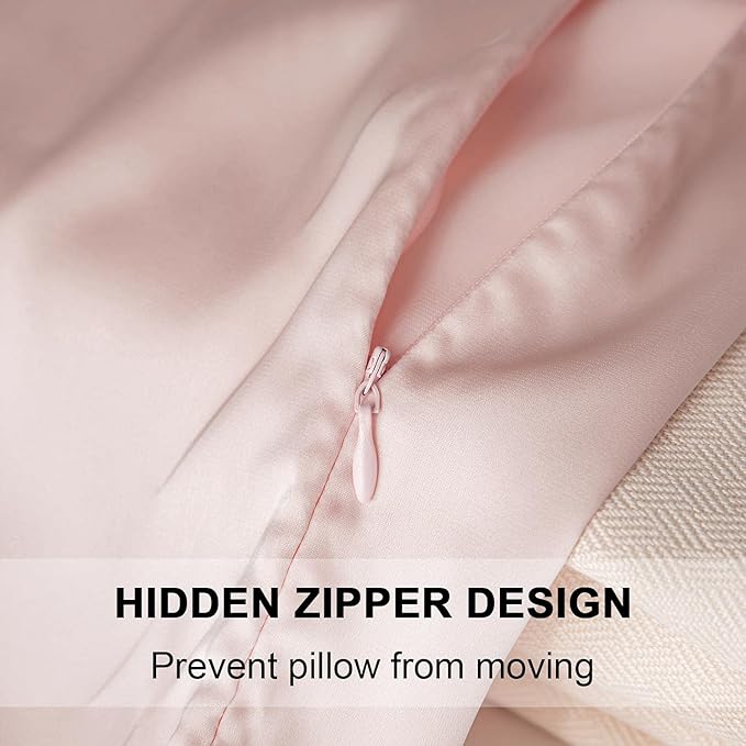 Mulberry Silk Pillowcase for Hair and Skin,Standard Size Cooling Silk Pillow Case with Hidden Zipper,Allergen Proof Dual Sides Soft Breathable Smooth Silk Pillow Cover for Women(Standard,Beige)