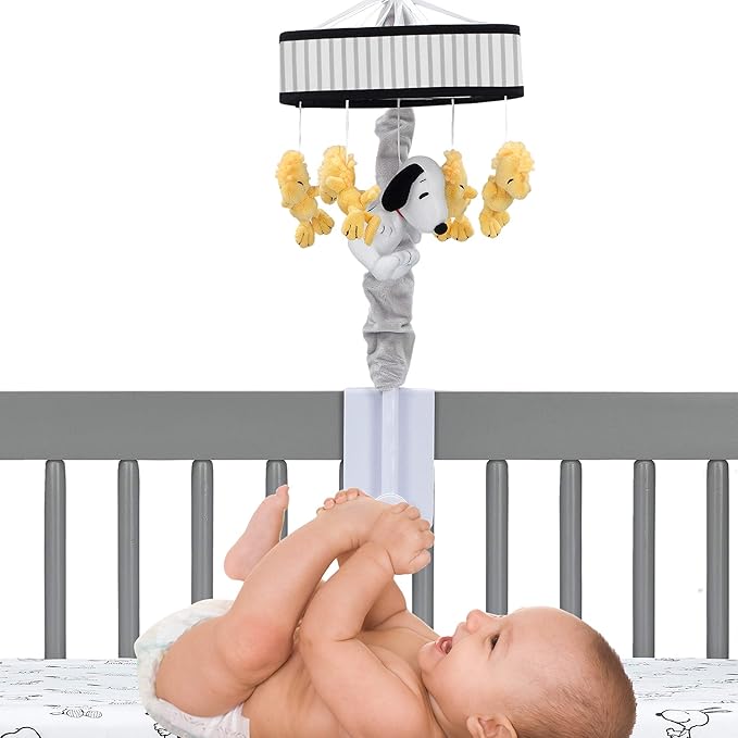 Lambs & Ivy Classic Snoopy & Woodstock Musical Baby Crib Mobile Soother Toy