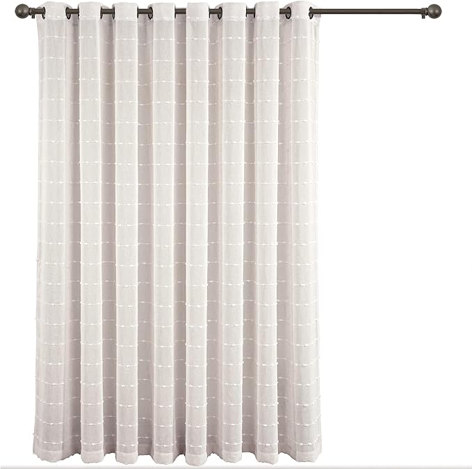 Lush Decor Farmhouse Textured Grommet Sheer Window Curtain Panel (Single Panel), 115"W x 84"L, Beige