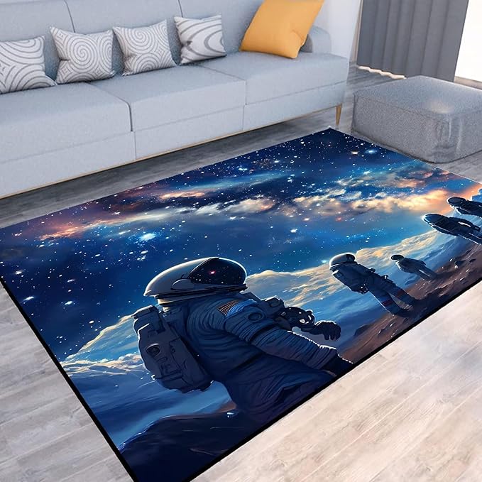 6' x 9' Space Rug for Boys Room Galaxy Rugs Planet Alien Carpet Astronauts Space Floor Mat Printed Throw Rugs for Kids Children Living Room,180x275cm