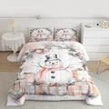 Feelyou Merry Christmas Comforter Set King Size Cute Snowman Bedding Set for Kids Boys Girls Duvet Quilt Snowflake Bedroom Decor Microfiber 3 Pcs with 2 Pillow Cases