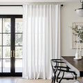 jinchan Linen Blend Curtain 96 inch Length 1 Panel for Sliding Door, Light Filtering 100 inch Extra Wide Farmhouse Drape with Rod Pocket Back Tab(100W x 96L, Off White)