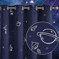 Vangao Navy Blue Kids Curtains for Boys Bedroom Space Theme Blackout Curtains for Kids Nursery Girls Room 72 Inches Length Silver Foil Print Drapes Grommet Top Window Treatments Set 2 Panels