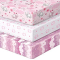 Looxii Baby Crib Sheets for Girls, 3 Pack Fitted Crib Sheet for Standard Crib and Toddler Mattress, Ultra Soft Breathable Microfiber Baby Sheet 52x28x8in