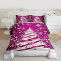 Feelyou Merry Christmas Bedding Set Soft for Boys Girls, Christmas Tree Comforter Set Queen Size Snowflake Duvet Quilt Microfiber Winter Bedroom Decor 3 Pcs with 2 Pillow Cases
