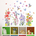 Flower Wall Decals Lily Flower Butterfly Bird Floral Wall Stickers Colorful Cute Cartoon Wall Decor for Living Room Kids Room Playroom Home Wall Decor