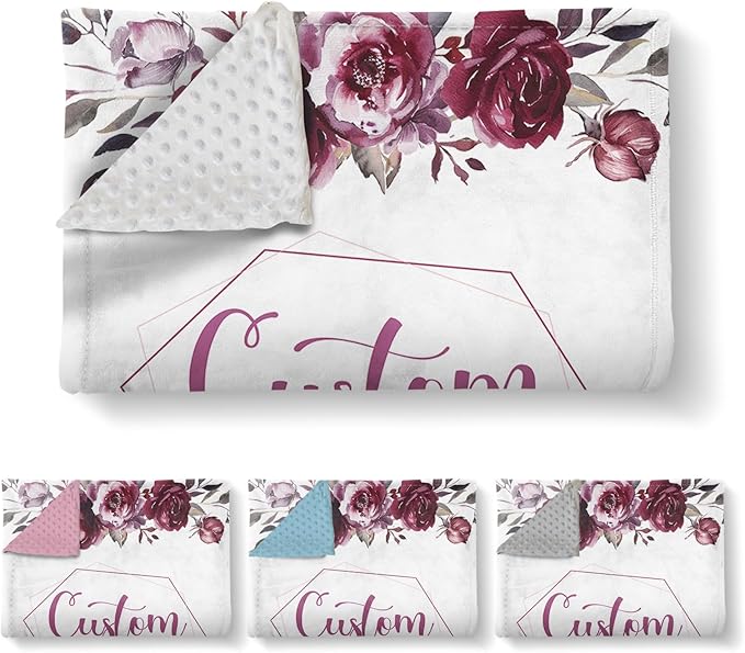 Custom Name Crib Bedding Set, 3 Pcs Personalized Baby Crib Bedding Set, Soft Red Rose Nursery Crib Sets for Boys Girls, Double Layer Toddler Bedding Set Customized Gifts for Newborn Kids