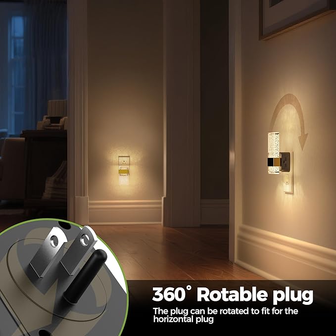 DORESshop LED Night Lights Plug Into Wall, 0-100LM Dimmable Nightlight, Bubble Decorative Night Light with Dusk-to-Dawn Sensor, Wall Sconce-Style Design Nightlights for Bathroom, Hallway,Stairway,Gift