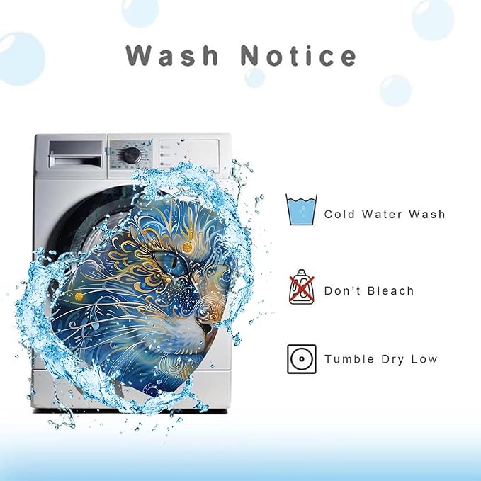 Cat Comforter Set Twin: Blue Exotic Cat Bedding Set for Kids Teens Girls Boys Room Decor Boho Mandala Ethnic Kitten Quilt Bed Sets 1 Comforter & 1 Pillowcase