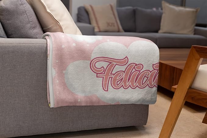 Personalized Cloud Blanket for Girls | Kids Cloud Unicorn | Custom Plush Fuzzy Rainbow for Toddler | Customized Little Girl Throw Blankets | Baby Girl Sofa Bed Birthday | Fleece 30x40