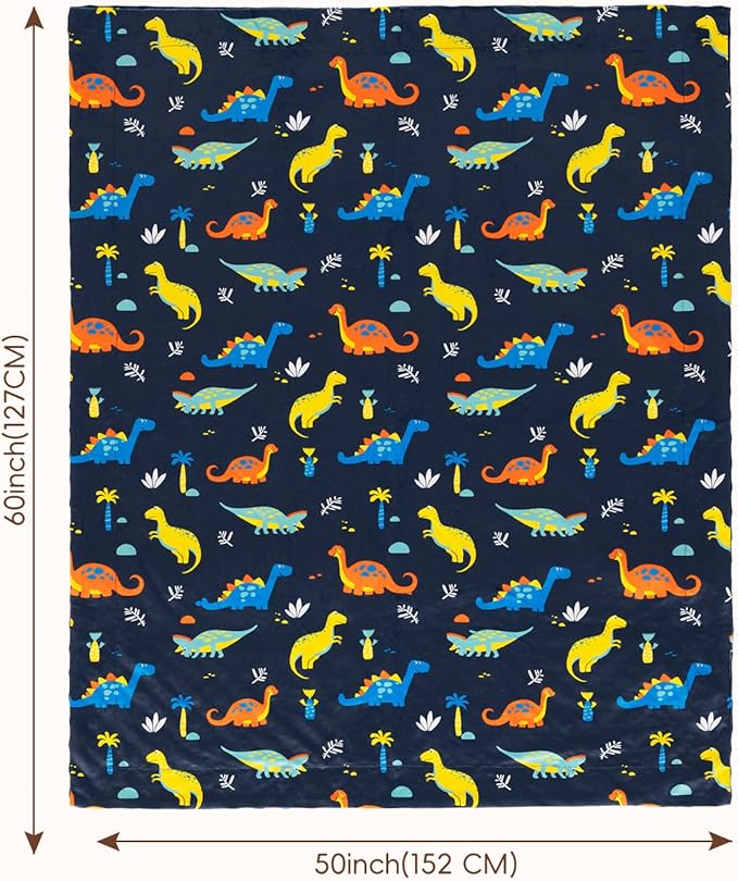 david's kids Micro Fleece Minky Baby Blanket for Boys with Double Layer and Soothing Raised Dots, Breathable and Soft Lightweight Receiving Blanket for Newborns, 50x60 Inches, Dinosaur