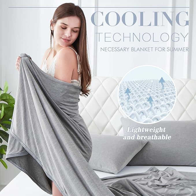 Cooling Blanket for Hot Sleepers Night Sweats Queen Size Cool Summer Blanket 79 X 86in Japanese Q-Max>0.5 Arc-Chill Cooling Fiber Keep Adults/Children Cool All Night Soft Breathable All-Season-Grey