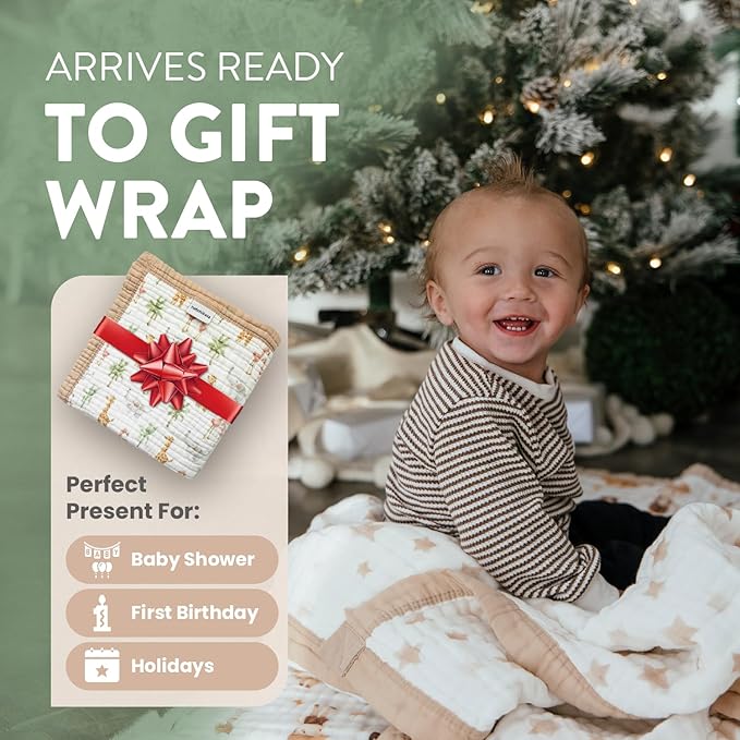 Organic Cotton Muslin Baby Blanket for Boys & Girls - Luxurious Soft Toddler Quilt for Swaddling - Gender Neutral Blanket - Baby and Toddler Gift - Neutral Dot