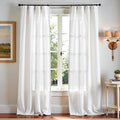 jinchan Linen Blend Curtains 120 inch Extra Long 2 Panels for Bedroom Living Room, Light Filtering 50 inch Wide Farmhouse Drapes with Rod Pocket Back Tab(50W x 120L, Off White)